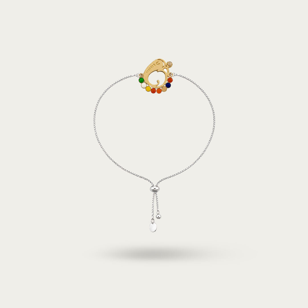 Blisse Allure 925 sterling silver Navratna Ganesha Rakhi for brother