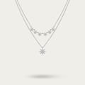 Blisse Allure Sterling Silver Clavicle Layered Flower Necklace