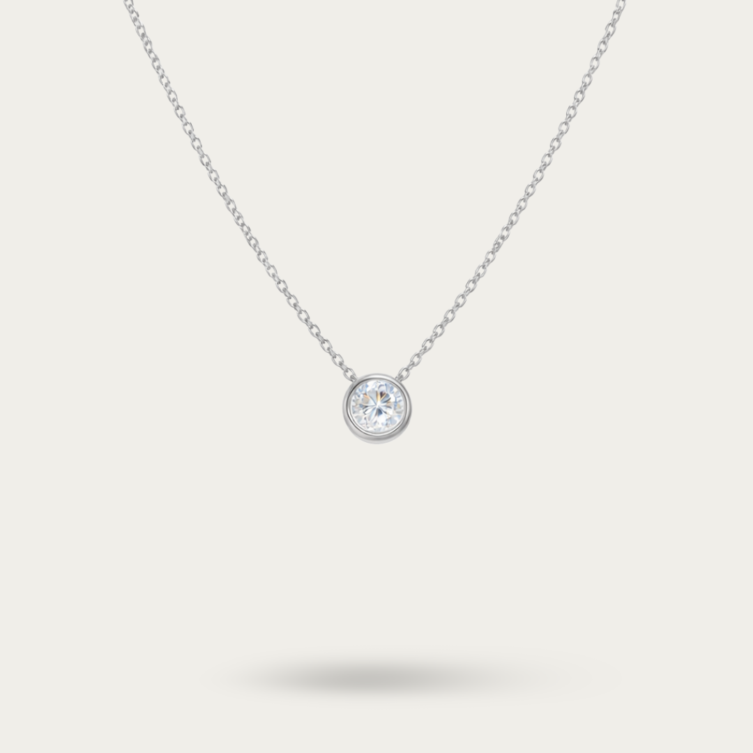 Blisse Allure Sterling Silver Bezel set Pendant Necklace