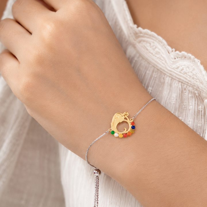 Blisse Allure 925 sterling silver Navratna Ganesha Rakhi for brother