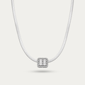 Blisse allure Sparkling Baguette & Round CZ Geometric Pendant on 925 Sterling Silver Flat Chain