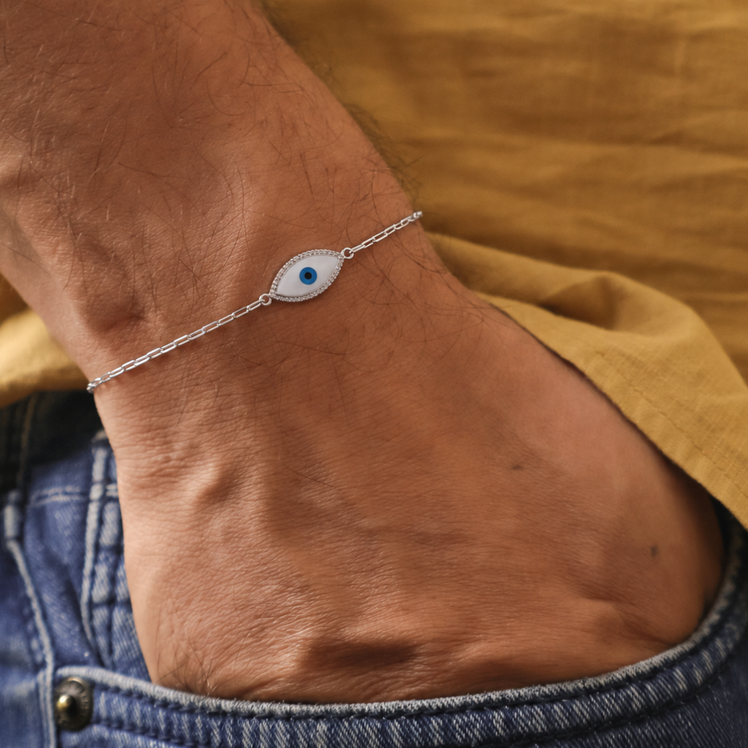 Blisse Allure 925 Sterling Evil Eye Chain Silver Rakhi For brother.