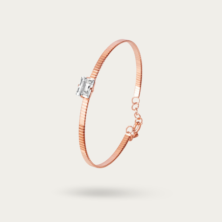 Blisse Allure Luxury Rose Gold Bracelet with Emerald-Cut Diamond