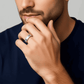 Men's Band Ring – Rectangular Beaded Design, Geometric Pattern & Matte Finish - Blisseallure.in