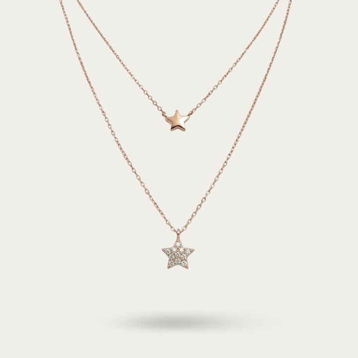Celestial sterling silver rose gold plated layered necklace