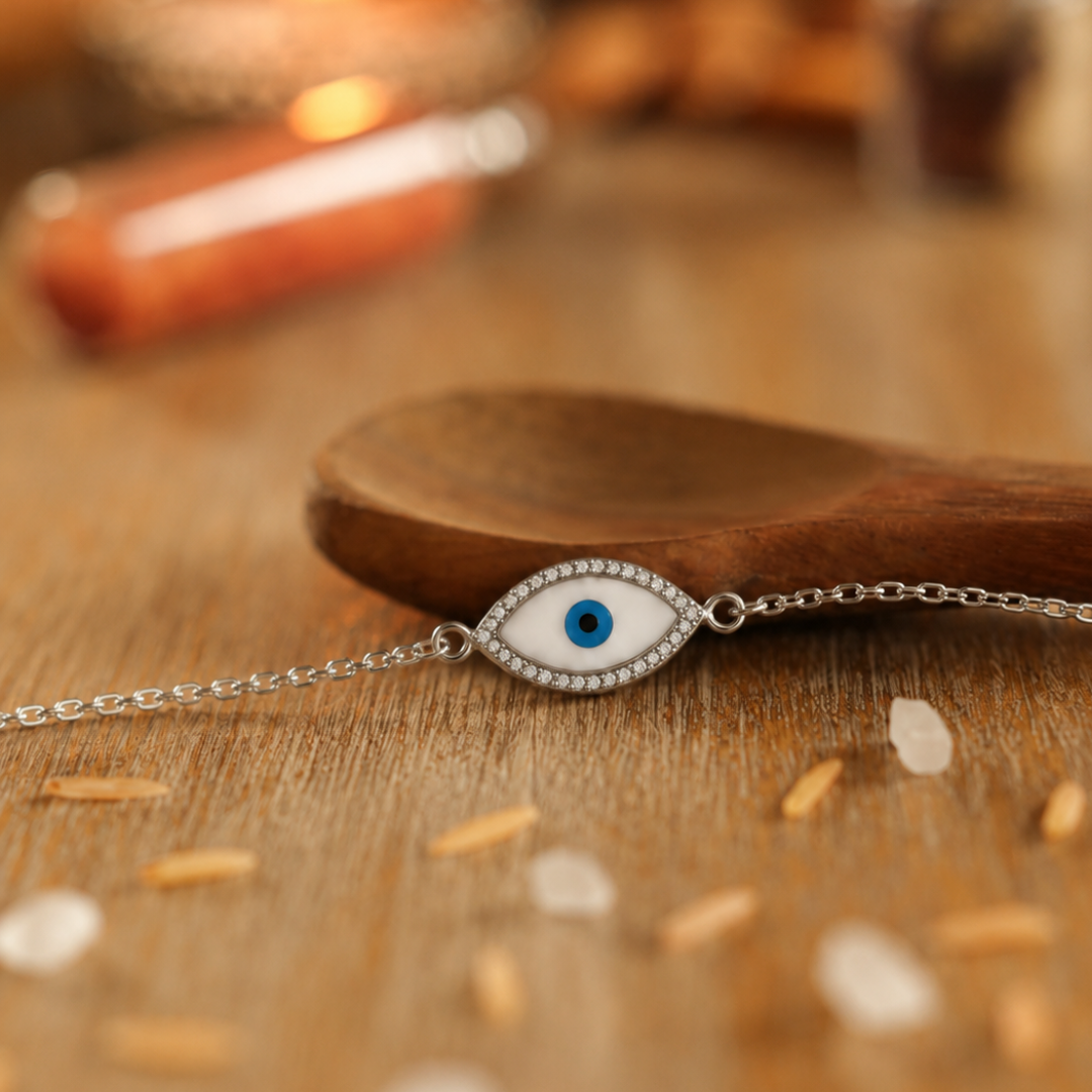 Blisse Allure 925 Sterling Evil Eye Chain Silver Rakhi For brother.