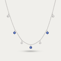 Blisse Allure 925 Silver "Ocean Breeze" Blue & Clear CZ Drop Necklace