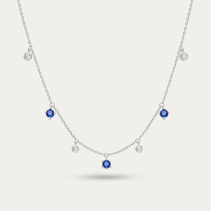 Blisse Allure 925 Silver "Ocean Breeze" Blue & Clear CZ Drop Necklace