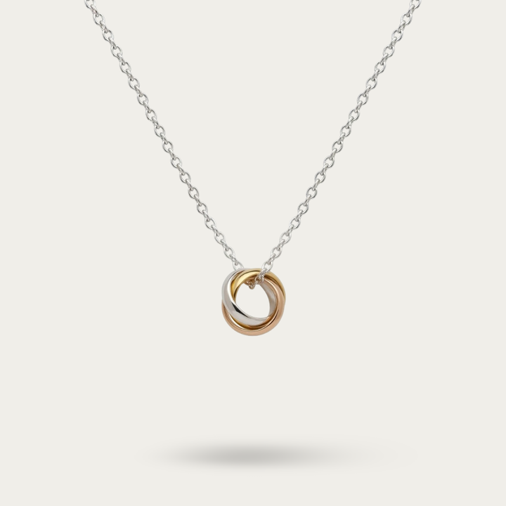 Blisse Allure Sterling Silver Necklace with 3 tone detachable rings.