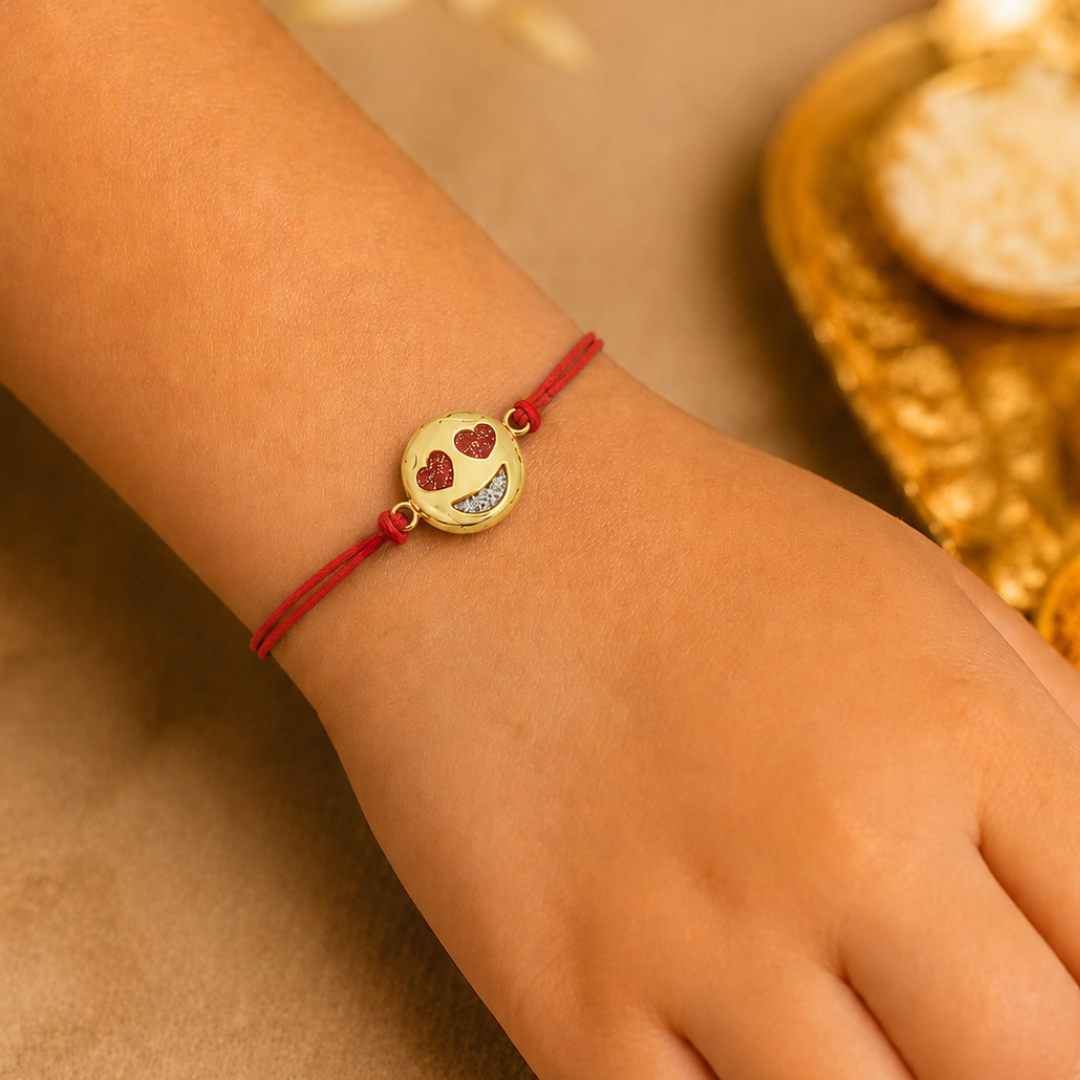 Blisse Allure 925 sterling Cute Heart Smiley emoji silver rakhi for brother