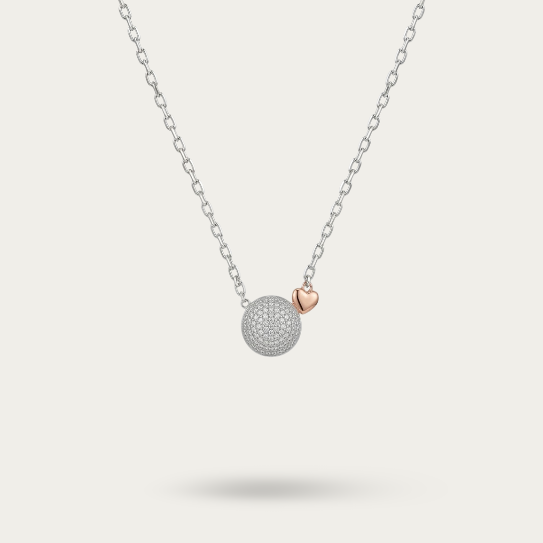 Blisse Allure Sterling Silver Necklace with heart shaped charm