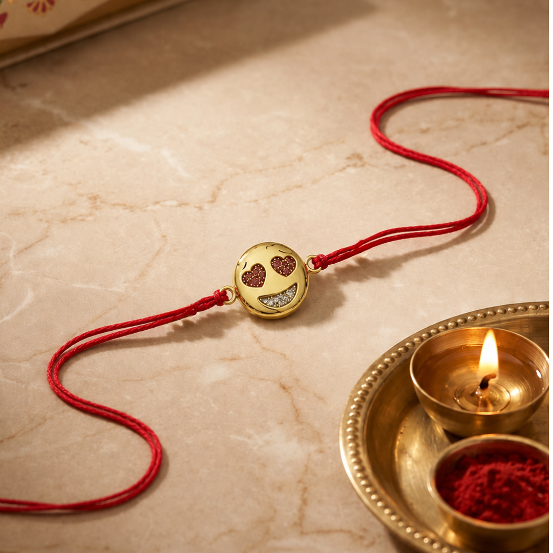 Blisse Allure 925 sterling Cute Heart Smiley emoji silver rakhi for brother