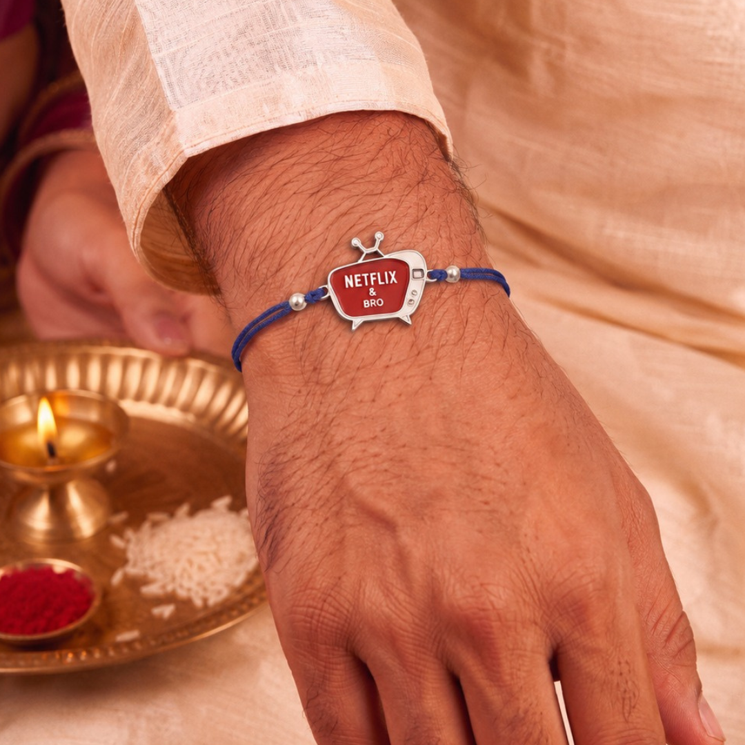 Blisse Allure 925 sterling Netflix and Bro Silver Rakhi for brother