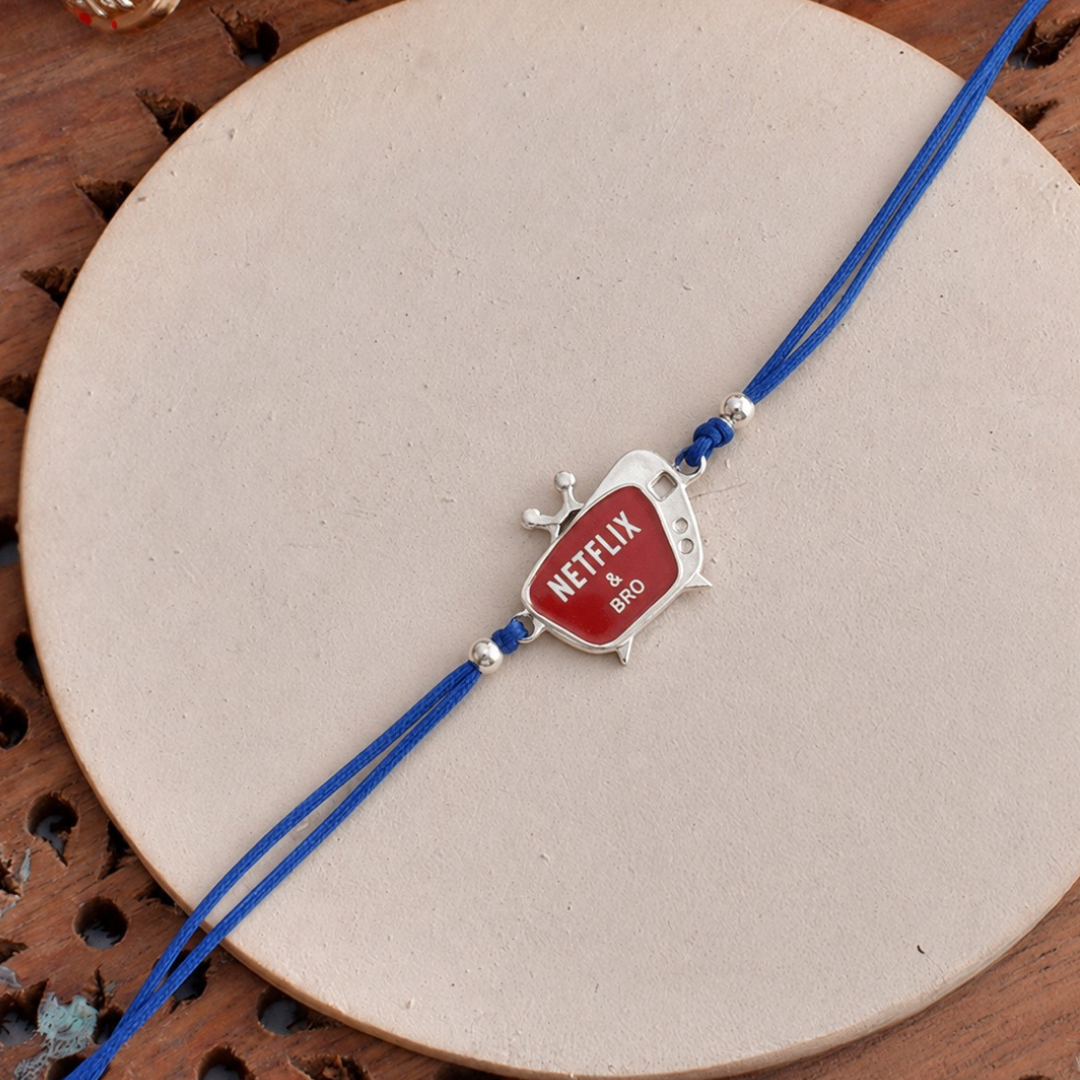 Blisse Allure 925 sterling Netflix and Bro Silver Rakhi for brother