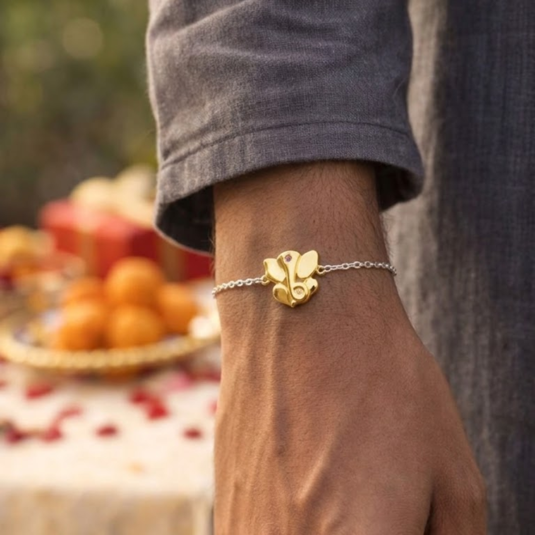 Blisse Allure Sterling Silver Ganesh rakhi for your brother