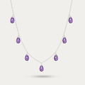Blisse allure 925 Sterling Silver Amethyst Teardrop Briolette Fringe Necklace