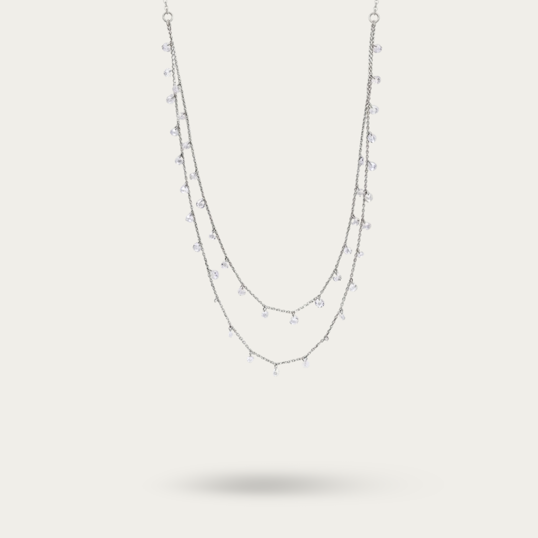 Sterling silver classic double layered necklace