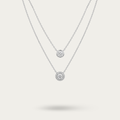 Modern and trendy double layered silver chain with white cz drop pendant