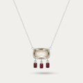 Blisse allure 925 Sterling Silver Green Amethyst & Garnet Fringe Pendant Necklace