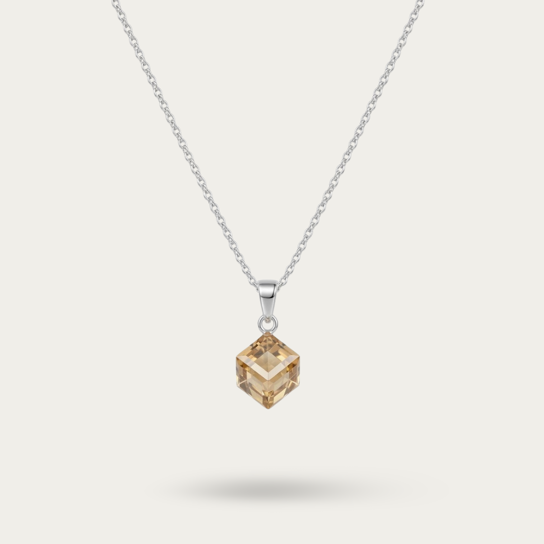 Beautiful crystal pendent Necklace - Yellow