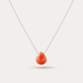 Blisse allure 925 Sterling Silver Carved Red Gemstone Teardrop Pendant Necklace