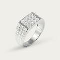 Ring with Diamond-Cut Pattern and Triangular Side Detailing for Men