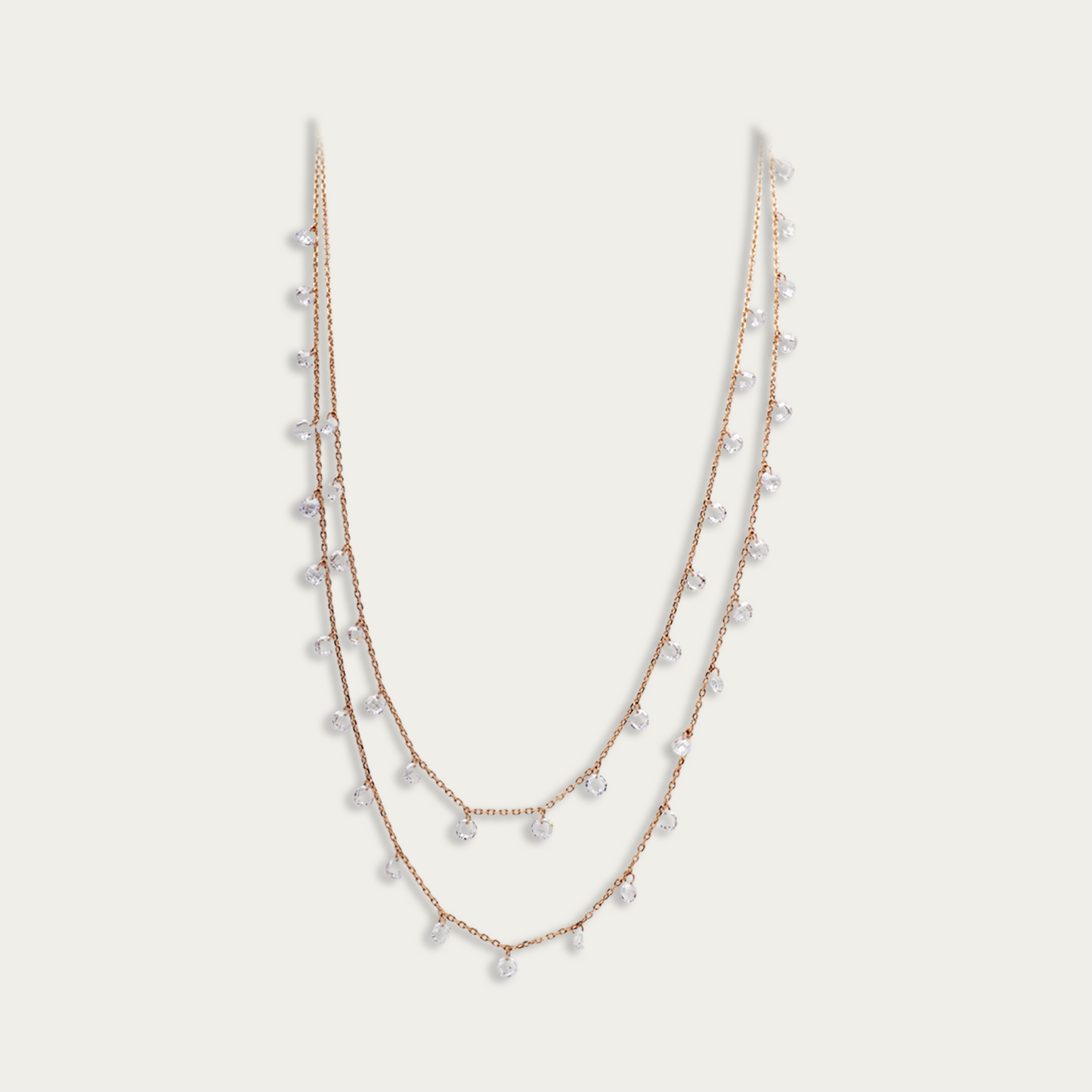 Magnificent sterling silver classic rose gold layered queens necklace.