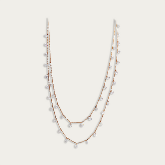 Magnificent sterling silver classic rose gold layered queens necklace.