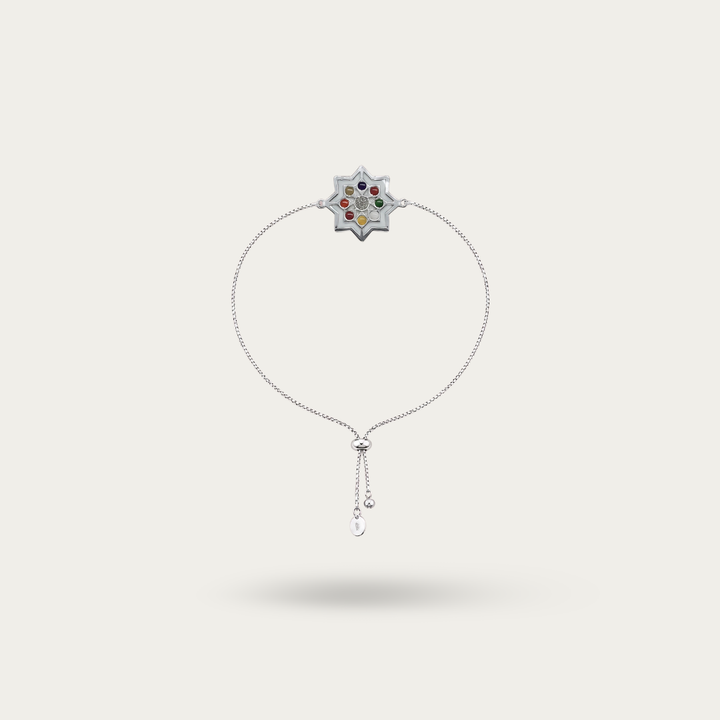 Blisse Allure 925 sterling silver Navratna Star Rakhi for brother