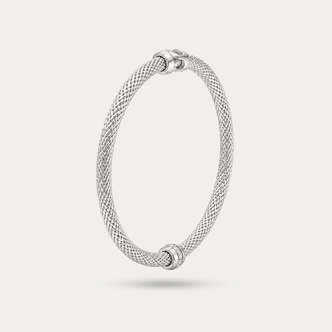 Blisseallure 925 Sterling Silver Diamond-Cut Textured Bangle