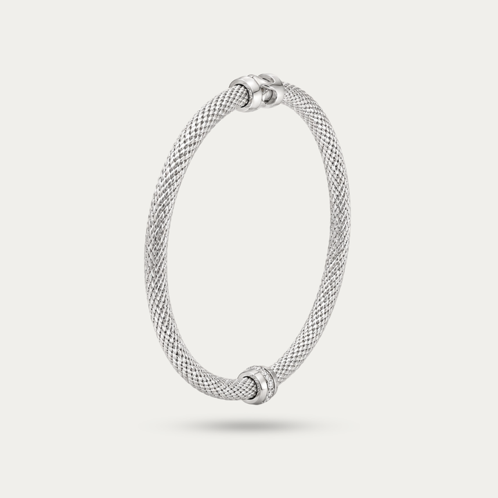 Blisseallure 925 Sterling Silver Diamond-Cut Textured Bangle