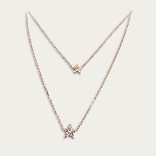 Celestial sterling silver rose gold plated layered necklace