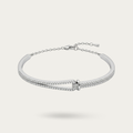 Silver victorian bangle bracelet studded in white zircon