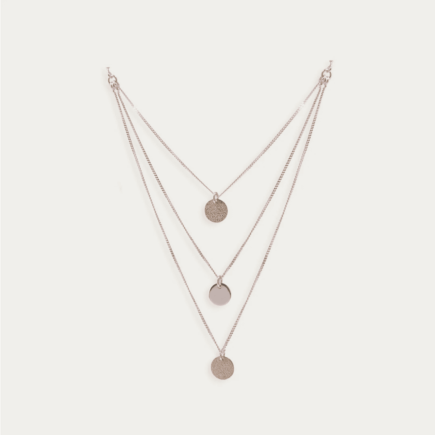 Three Layered Necklace with Three toned Charms