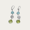 Lemon quartz and sky blue topaz with French hook silver earrings