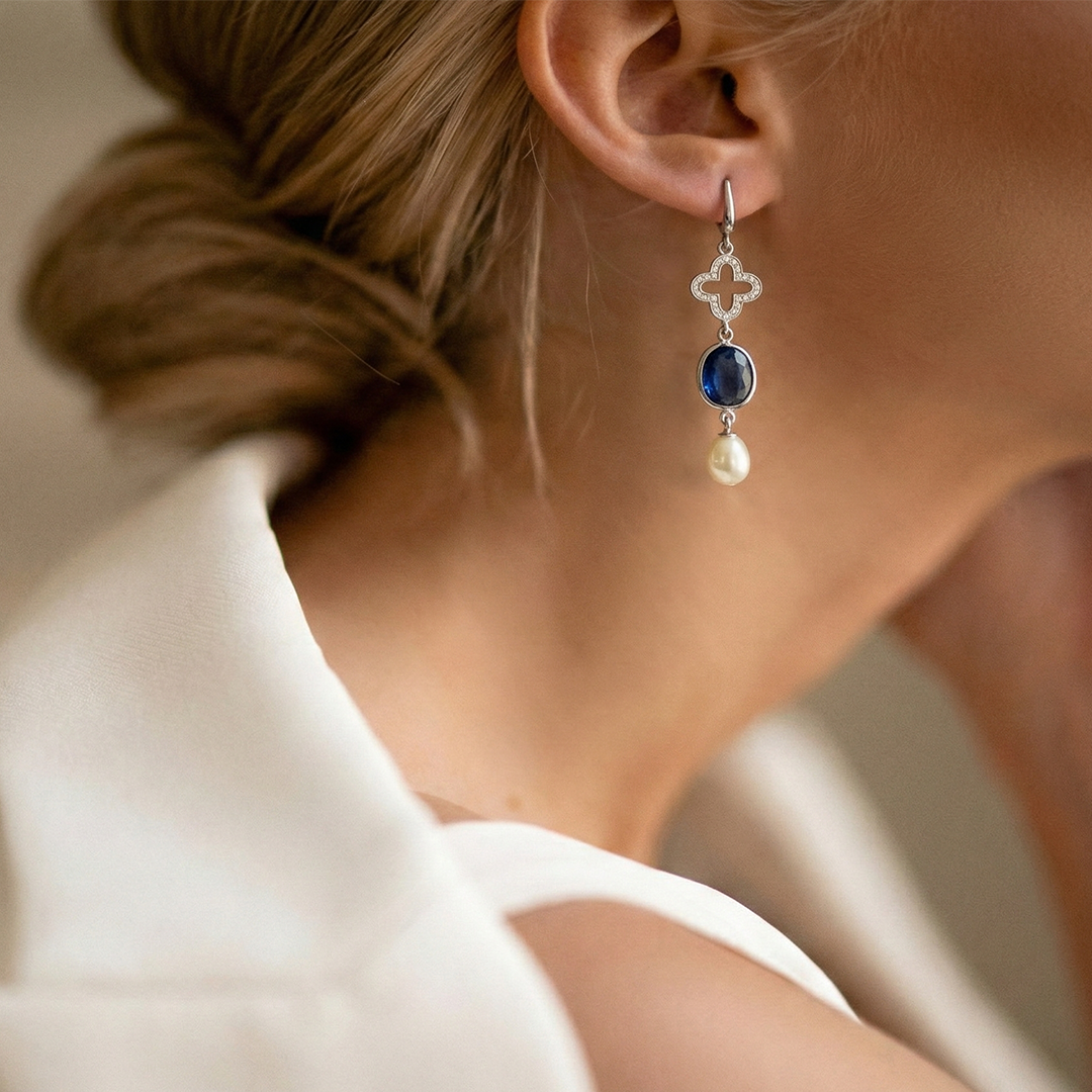 Blisse Allure Sapphire and Pearl Dangler