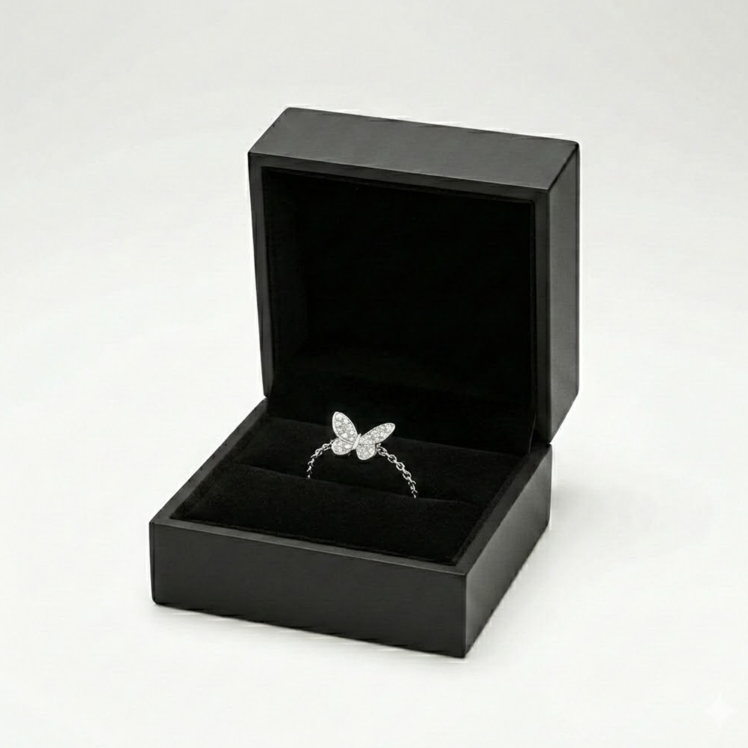 Blisse Allure Sterling Silver Butterfly Chain Ring