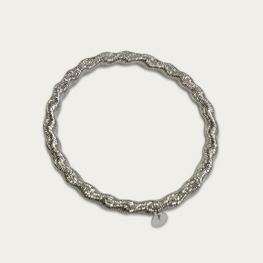 Italian Sterling Flexible Wire Wrapped Mesh Bracelet.
