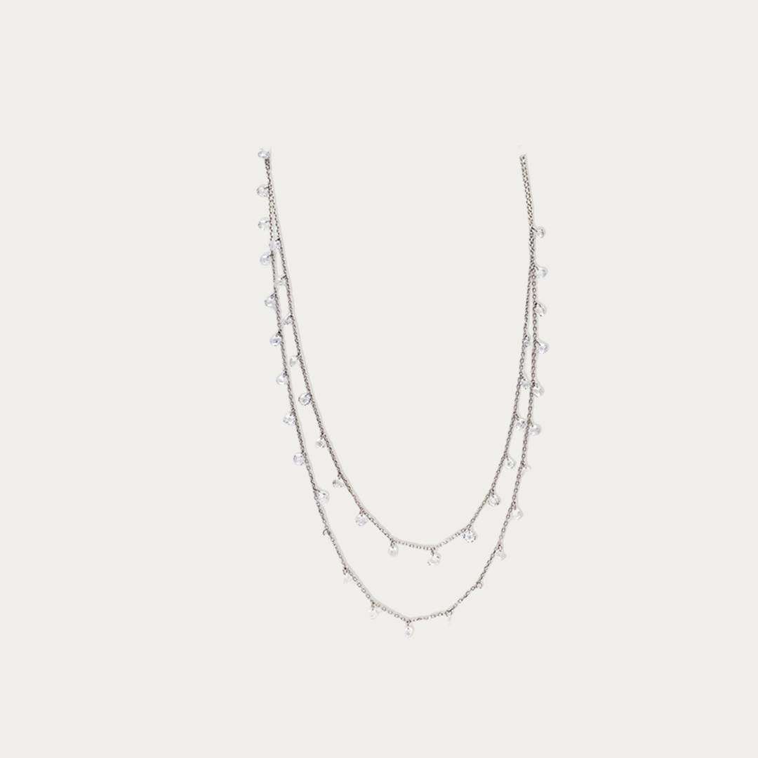 Sterling silver classic double layered necklace