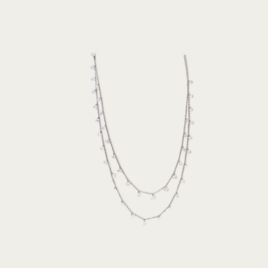Sterling silver classic double layered necklace