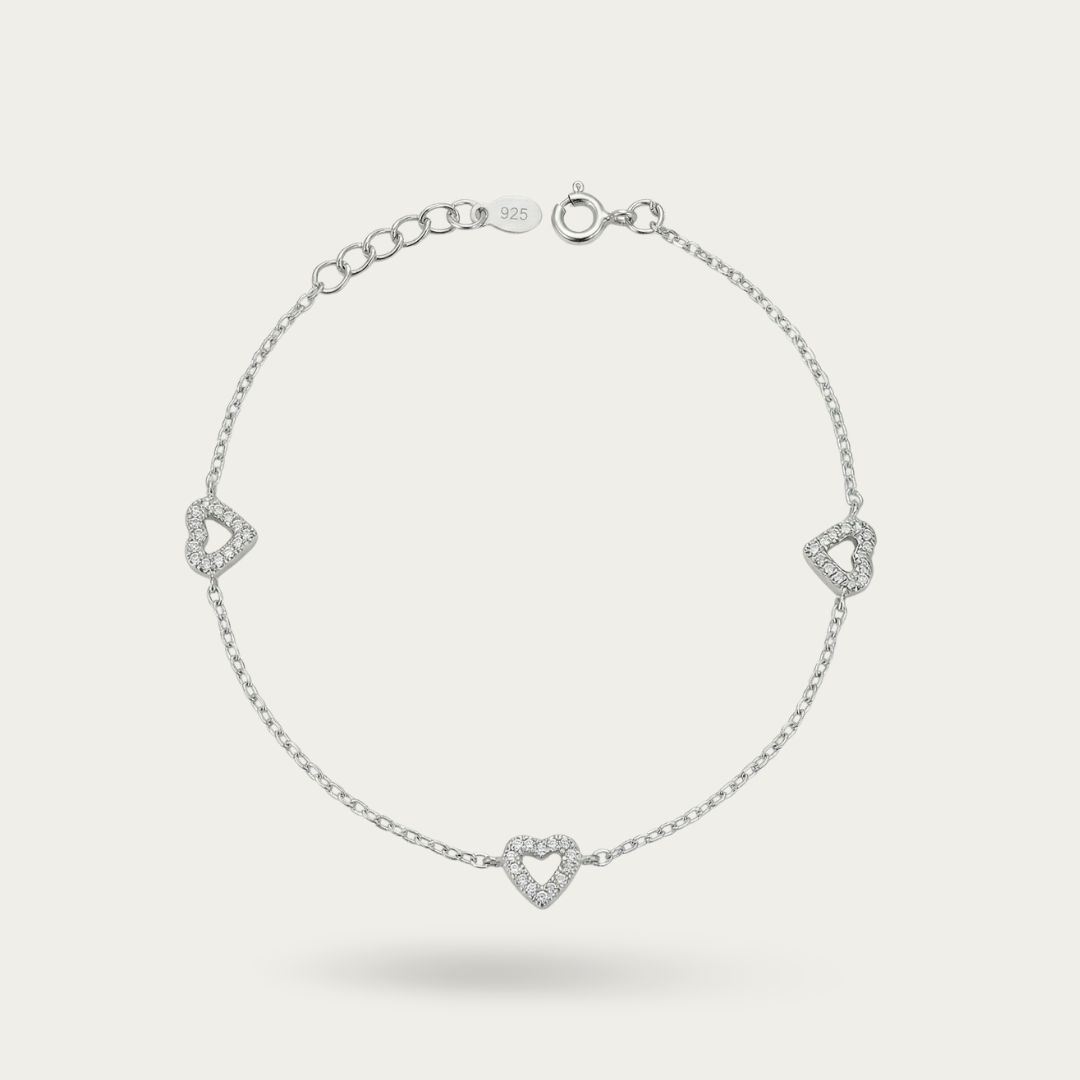Blisse Allure Sterling Silver Dazzling Heart Bracelet