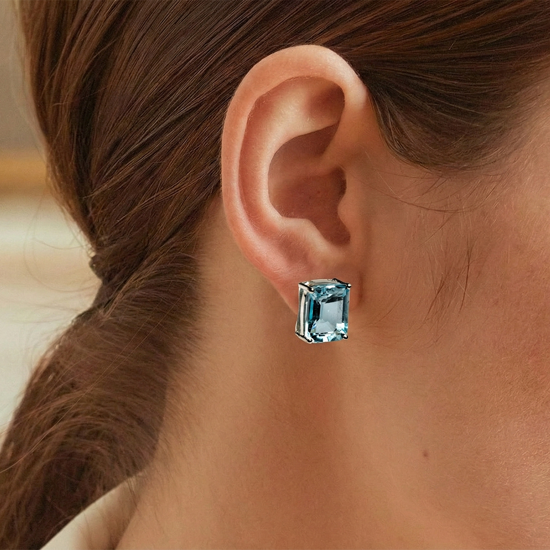 Blisse Allure 925 Sterling Silver Sky Blue Topaz Stud Earrings