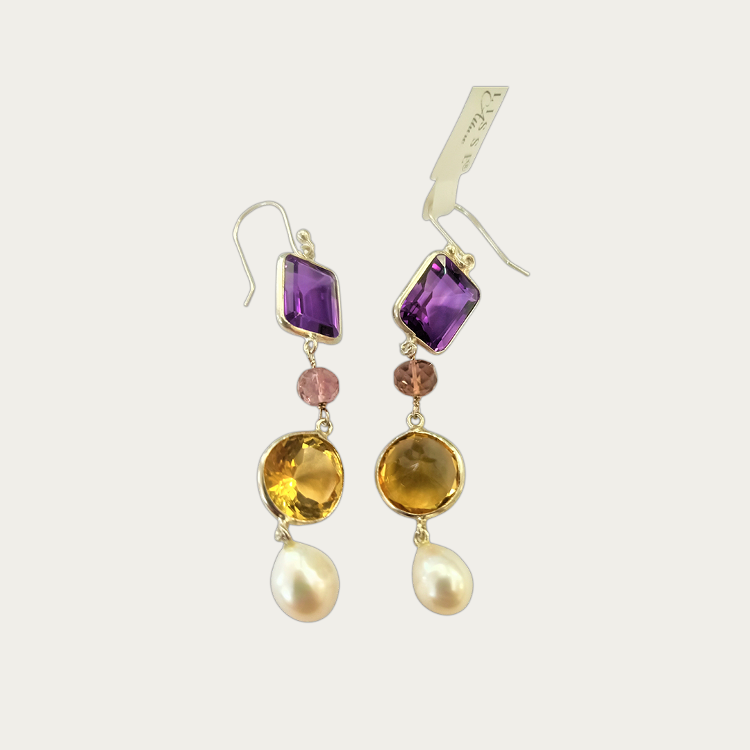 Blisse Allure Sterling Silver Multi stone Danglers for women