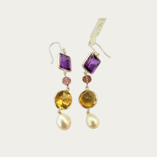 Blisse Allure Sterling Silver Multi stone Danglers for women