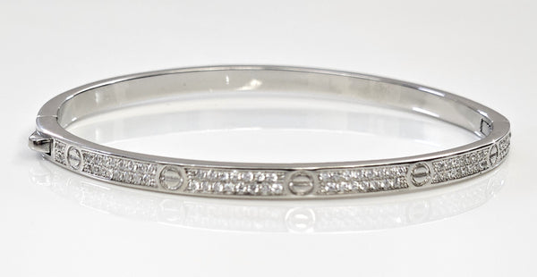 Blisse Allure Sterling Silver Cartier Love Bangle with cubic zirconia