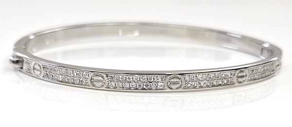 Blisse Allure Sterling Silver Cartier Love Bangle with cubic zirconia