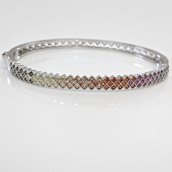 Blisse Allure Sterling Waffle Designed Oval shaped Bangle
