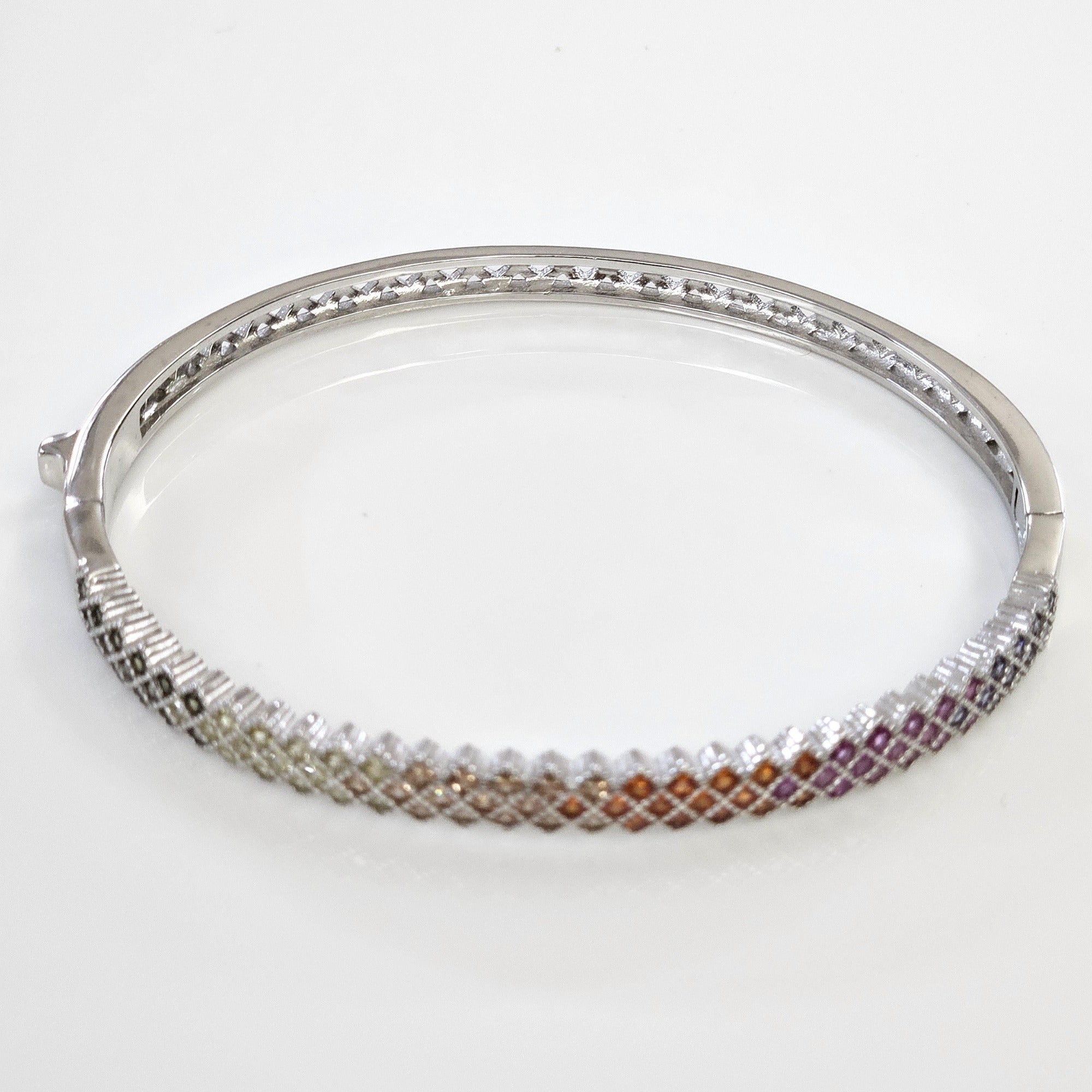 Blisse Allure Sterling Waffle Designed Oval shaped Bangle