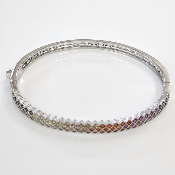 Blisse Allure Sterling Waffle Designed Oval shaped Bangle