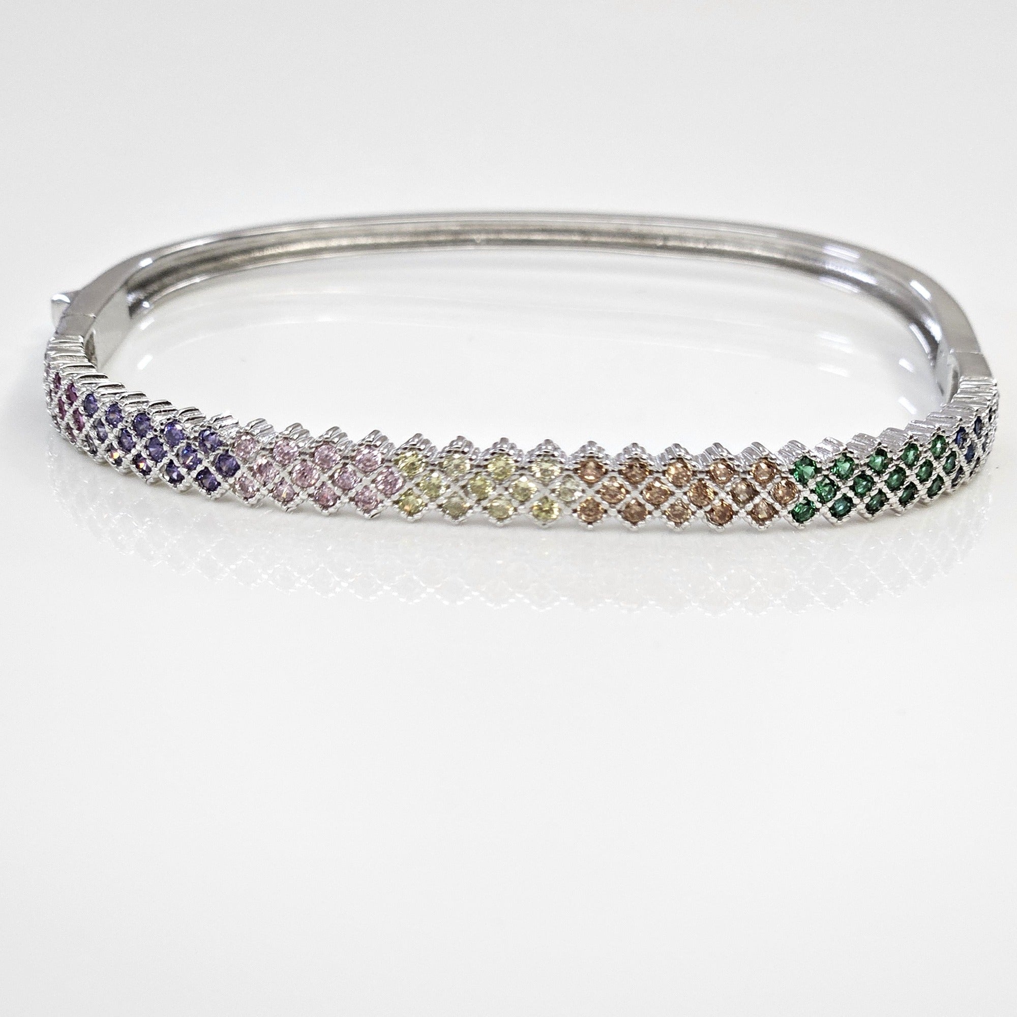Blisse Allure Sterling Waffle Designed Rectangle shaped Bangle